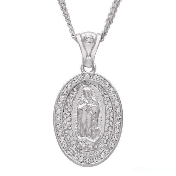 luxury full diamond gold silver necklaces virgin mary pendant necklaces mens oval charm gold plated chains necklace fine jewelry lover gift 
luxury full diamond gold silver necklaces virgin mary pendant necklaces mens oval charm gold plated chains necklace fine jewelry lover gift