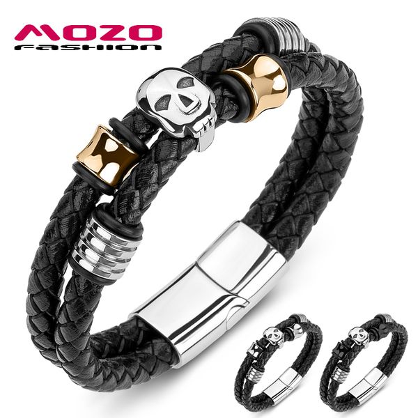 men bracelet braided leather rope chain stainless steel skull punk bangle skeleton jewelry, Golden;silver
men bracelet braided leather rope chain stainless steel skull punk bangle skeleton jewelry, Golden;silver