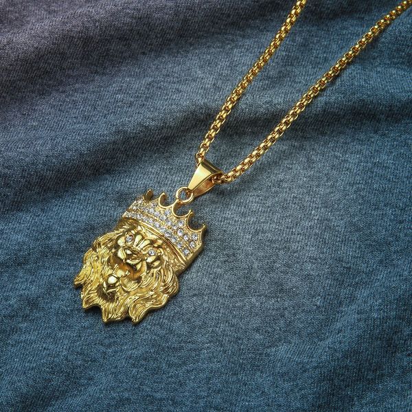 fashion men hip hop gold lion pendant necklace jewelry rhinestone stainless steel long 70cm chains punk rock micro men for men, Silver
fashion men hip hop gold lion pendant necklace jewelry rhinestone stainless steel long 70cm chains punk rock micro men for men, Silver