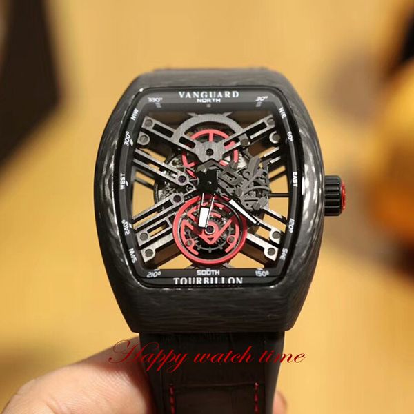 version v 45 s6 sqt nr br watches skeleton dial carbon fiber case true tourbillon automatic movement black leather strap mens watch, Slivery;brown
version v 45 s6 sqt nr br watches skeleton dial carbon fiber case true tourbillon automatic movement black leather strap mens watch, Slivery;brown