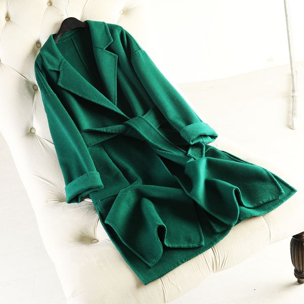 new arrival 100% wool coat brand winter woolen coat 2019 thick cashmere solid female green overcoat sashes long wool, Black
new arrival 100% wool coat brand winter woolen coat 2019 thick cashmere solid female green overcoat sashes long wool, Black