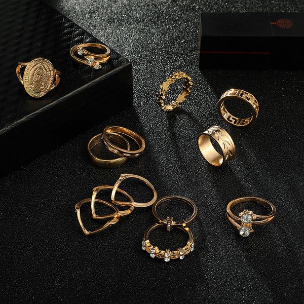 12pcs diy letter gold ethnic ring set flower crystal ladies finger rings for women boho joint ring lady hollow pattern leaf ring jewelry, Silver
12pcs diy letter gold ethnic ring set flower crystal ladies finger rings for women boho joint ring lady hollow pattern leaf ring jewelry, Silver
