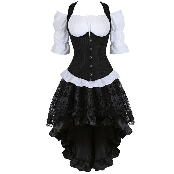 corset dress burlesque skirt straps vest stripe bustier corsets pirate lingerie plus size black three-piece cosplay, Black;white
corset dress burlesque skirt straps vest stripe bustier corsets pirate lingerie plus size black three-piece cosplay, Black;white