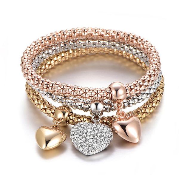 3 pcs/set crystal heart charm bracelet gold/silver plated love heart charms rhinestone bracelets for women jewelry, Golden;silver
3 pcs/set crystal heart charm bracelet gold/silver plated love heart charms rhinestone bracelets for women jewelry, Golden;silver