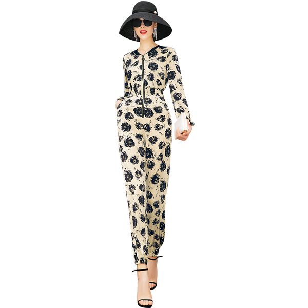 full length women printed jumpsuits chiffon spring slim waist playsuits formal zipper bodysuits dz2328, Black;white
full length women printed jumpsuits chiffon spring slim waist playsuits formal zipper bodysuits dz2328, Black;white