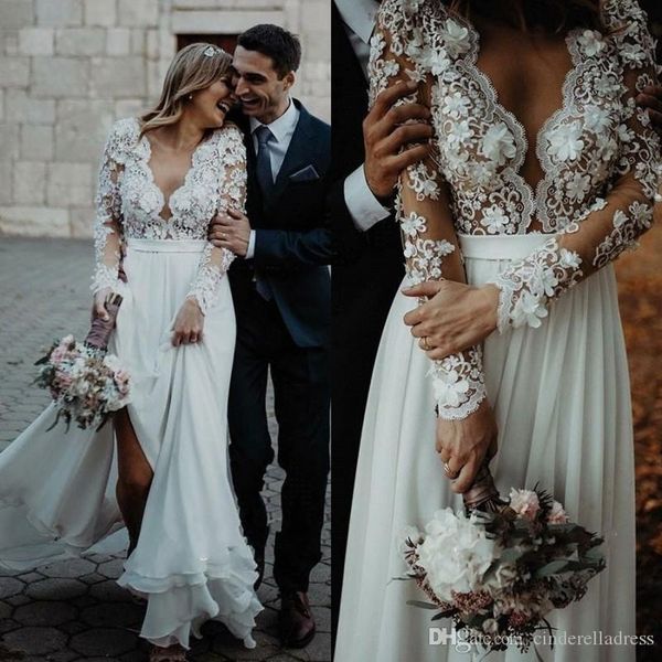 2020 new country style wedding dresses lace applique v neck long sleeves bridal gowns court train boho bohemain wedding dress bc3657, White
2020 new country style wedding dresses lace applique v neck long sleeves bridal gowns court train boho bohemain wedding dress bc3657, White