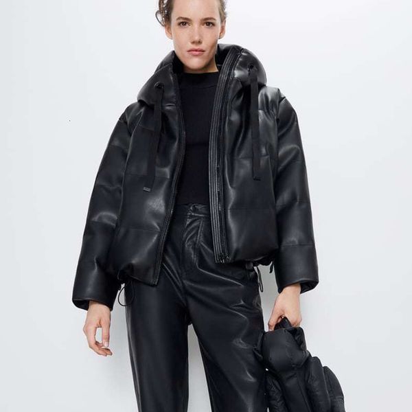 women's down & parkas winter pu leather coats women faux pockets parka elegant hooded zipper female large size thicken warm coat, Black
women's down & parkas winter pu leather coats women faux pockets parka elegant hooded zipper female large size thicken warm coat, Black