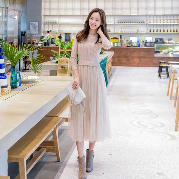 new elegant knitted sweater dress women casual autumn winter sweater mesh patchwork midi dress party dress, Black;gray
new elegant knitted sweater dress women casual autumn winter sweater mesh patchwork midi dress party dress, Black;gray