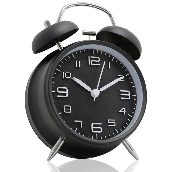 4 inch twin bell alarm clock metal frame 3d dial with backlight function desk table clock for home & office black
4 inch twin bell alarm clock metal frame 3d dial with backlight function desk table clock for home & office black