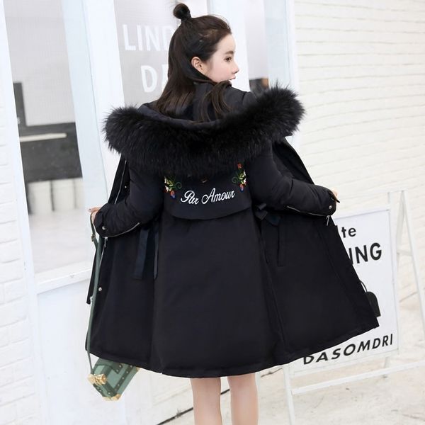 2020, winter women's clothing, down jacket, cotton, long coat, embroidery, korean, warm parka, large fur, Black
2020, winter women's clothing, down jacket, cotton, long coat, embroidery, korean, warm parka, large fur, Black