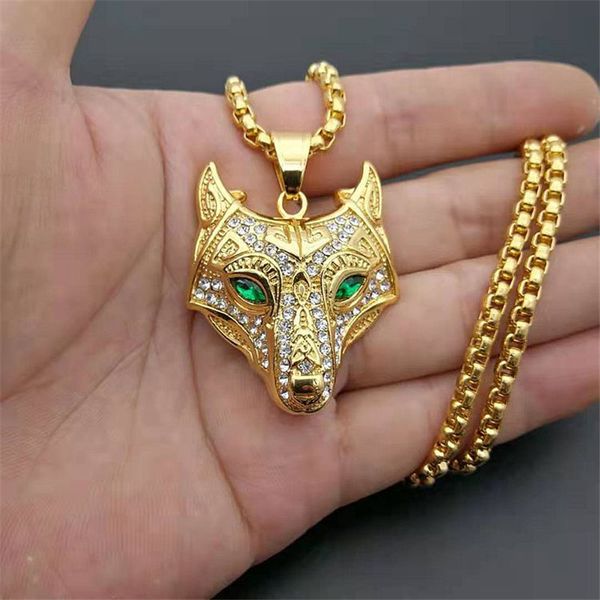 men stainless steel necklace gold color viking wolf head necklace pendant with chain iced out norse talisman ethnic jewelry, Silver
men stainless steel necklace gold color viking wolf head necklace pendant with chain iced out norse talisman ethnic jewelry, Silver