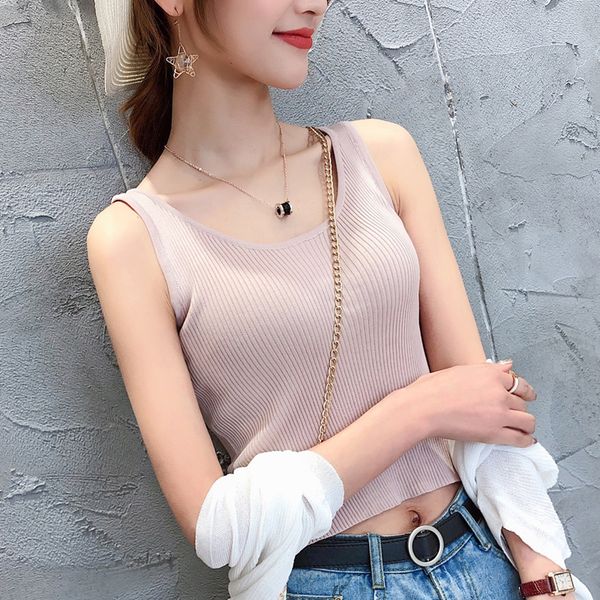 2019 spring and summer new women's knitted camisole female short paragraph wild self-cultivation student base coat, White;black
2019 spring and summer new women's knitted camisole female short paragraph wild self-cultivation student base coat, White;black