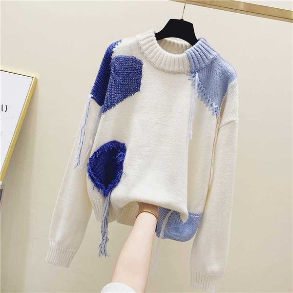 spring autumn sweater women new fashion loose-fit patched-color sweater heavy industry tassel sweaters women's jumper pull femme, White;black
spring autumn sweater women new fashion loose-fit patched-color sweater heavy industry tassel sweaters women's jumper pull femme, White;black