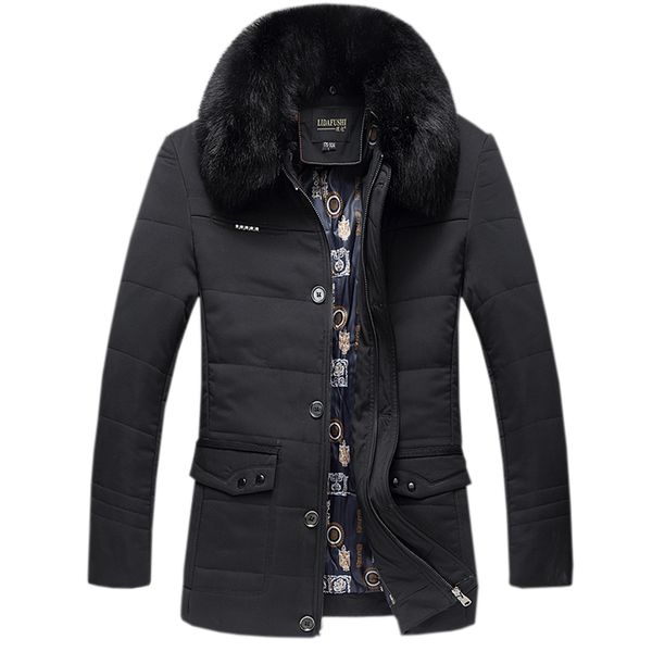 men's cotton clothing autumn and winter long section thick cotton coat business casual large size fur collar down coat150, Black
men's cotton clothing autumn and winter long section thick cotton coat business casual large size fur collar down coat150, Black