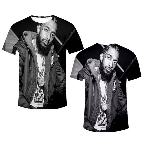 Rapper Nipsey Hussle 3D Digital Print Mens Tshirts Short Sleeve Crew Neck Designer Mens Tees Mens Breathable Apparel