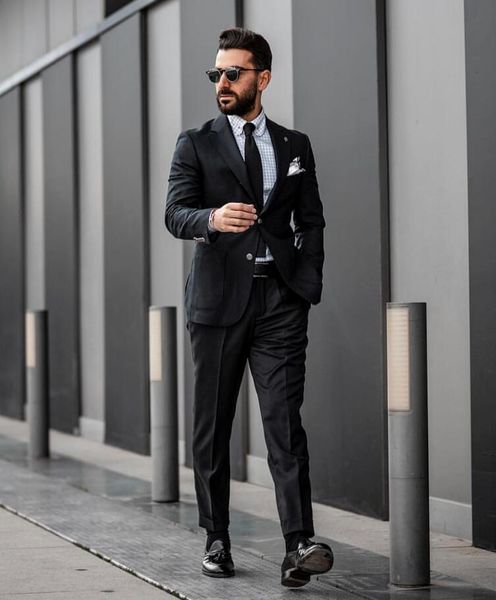 black wedding suit for men slim fit two button notch lapel groom tuxedos prom suits 2 piece set (jacket+pants+tie), Black;gray
black wedding suit for men slim fit two button notch lapel groom tuxedos prom suits 2 piece set (jacket+pants+tie), Black;gray