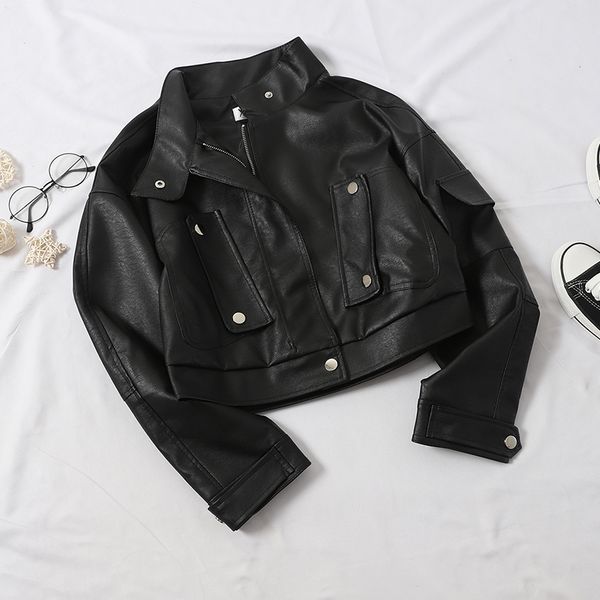 new autumn winter faux soft leather loose short jacket women big pocket zipper jacket pu motorcycle black punk outwear
new autumn winter faux soft leather loose short jacket women big pocket zipper jacket pu motorcycle black punk outwear