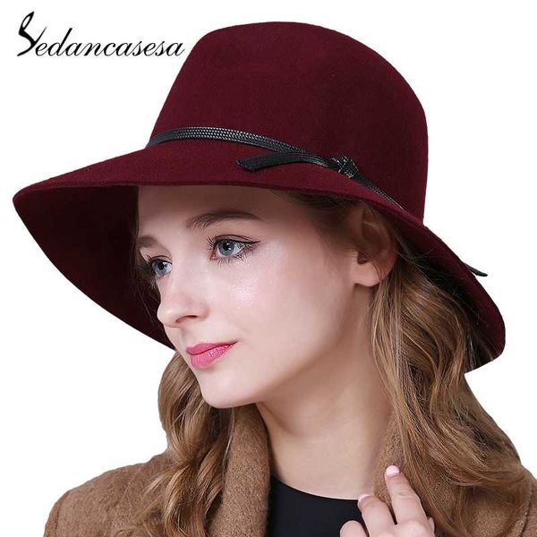 sedancasesa autumn winter fashion wide-brim 100% wool felt fedoras hats for women bowler floppy feminino sun cap ladies chapeau, Blue;gray
sedancasesa autumn winter fashion wide-brim 100% wool felt fedoras hats for women bowler floppy feminino sun cap ladies chapeau, Blue;gray