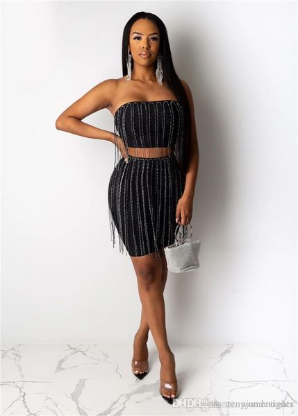 womens night club 2pcs dresses solid color tassel tube summer female clothing 2020ss casual apparel, White
womens night club 2pcs dresses solid color tassel tube summer female clothing 2020ss casual apparel, White