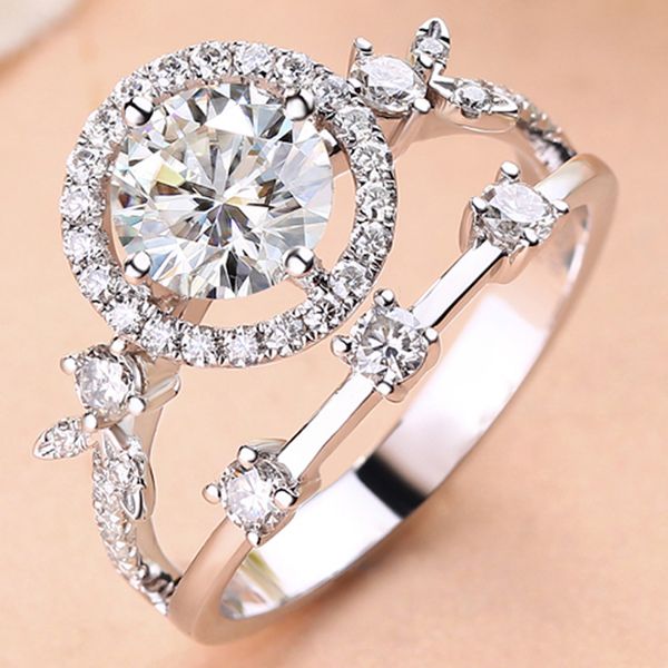 1 18k white gold moissanite diamond ring round double row bifurcation women wedding party engagement anniversary ring vvs, Golden;silver
1 18k white gold moissanite diamond ring round double row bifurcation women wedding party engagement anniversary ring vvs, Golden;silver