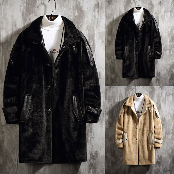 2020 medium long plush overcoat new stylefor men in winter solid color streetwear windproof overcoat chaqueta de los hombres#3, Tan;black
2020 medium long plush overcoat new stylefor men in winter solid color streetwear windproof overcoat chaqueta de los hombres#3, Tan;black