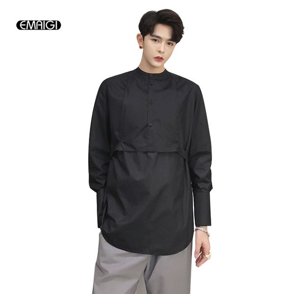 men retro fashion casual long sleeve pullover shirt male japan gothic style stand collar dress shirts, White;black
men retro fashion casual long sleeve pullover shirt male japan gothic style stand collar dress shirts, White;black