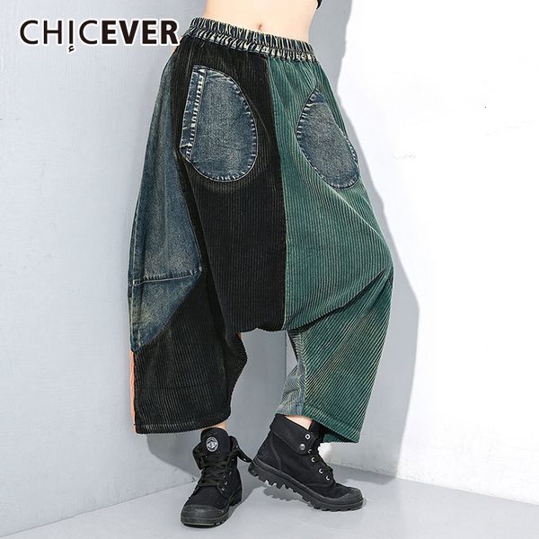 chicever patchwork hit color corduroy denim women's pant midi waist pocket oversize ankle length female harem pants 2019 fashion, Blue
chicever patchwork hit color corduroy denim women's pant midi waist pocket oversize ankle length female harem pants 2019 fashion, Blue