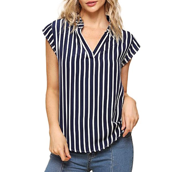 

summer for womens and blouses 2018 vintage striped v neck shirts tunic ladies korean fashion womens clothing, White