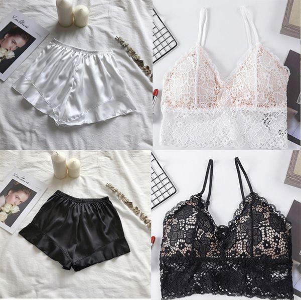 women's summer satin casual safety shorts simple ruffle shorts and lace sling set, Black;pink
women's summer satin casual safety shorts simple ruffle shorts and lace sling set, Black;pink