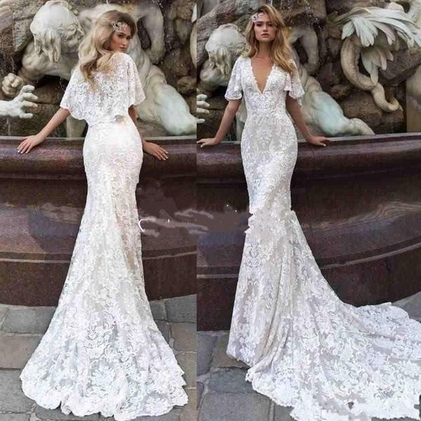2019 modern deep v neck full lace mermaid wedding dresses cape short sleeves sweep train bridal gowns vestidos de nnovia custom made
2019 modern deep v neck full lace mermaid wedding dresses cape short sleeves sweep train bridal gowns vestidos de nnovia custom made