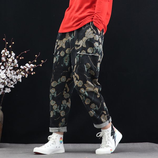 women geometric floral printed denim straight pants elastic waist loose autumn spring vintage trousers loose pocket jeans femme, Blue
women geometric floral printed denim straight pants elastic waist loose autumn spring vintage trousers loose pocket jeans femme, Blue