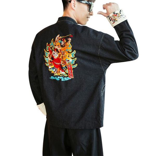 autumn winter men fall fashion chinese pattern embroidery denim jacket streetwear hip hop casual jeans coat overcoat, Black;brown
autumn winter men fall fashion chinese pattern embroidery denim jacket streetwear hip hop casual jeans coat overcoat, Black;brown