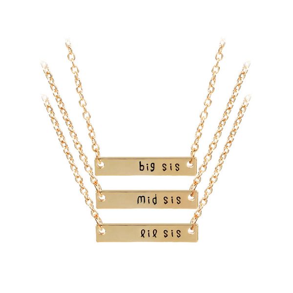 3pcs/set label lettering english letters"big mid lit sis" sister pendant necklace jewelry for family wish gift, Silver
3pcs/set label lettering english letters"big mid lit sis" sister pendant necklace jewelry for family wish gift, Silver