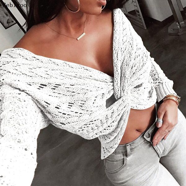 women's sweaters rebicoo knitted criss cross women sweater long sleeve hollow out cropped pullover casual fashion autumn jumpers v neck, White;black
women's sweaters rebicoo knitted criss cross women sweater long sleeve hollow out cropped pullover casual fashion autumn jumpers v neck, White;black