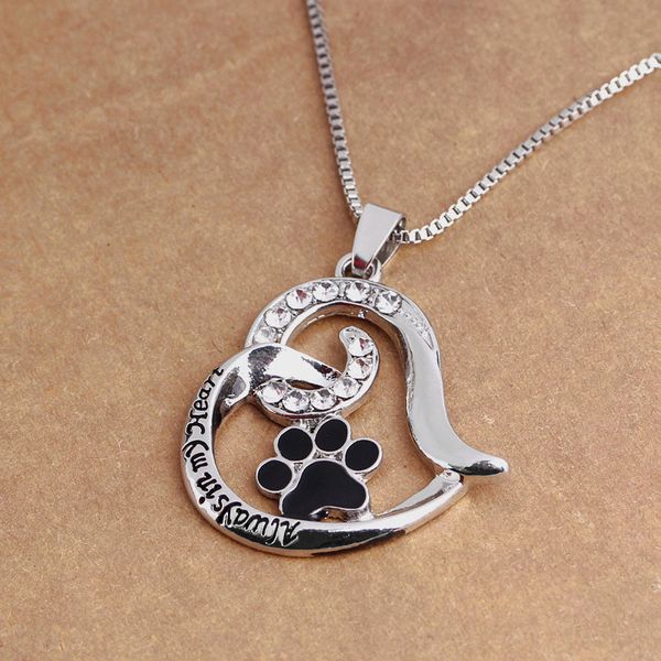women cute heart dog paw love pendant necklaces always in my heart mom gift jewelry ing, Silver
women cute heart dog paw love pendant necklaces always in my heart mom gift jewelry ing, Silver