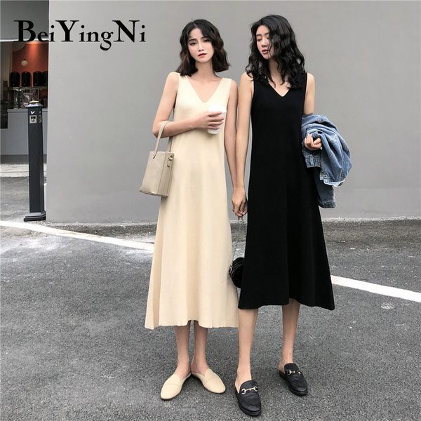 beiyingni 2020 chic korean v-neck slim knitted sundress women long basic casual harajuku high street vintage sleeveless dresses, Black;gray
beiyingni 2020 chic korean v-neck slim knitted sundress women long basic casual harajuku high street vintage sleeveless dresses, Black;gray
