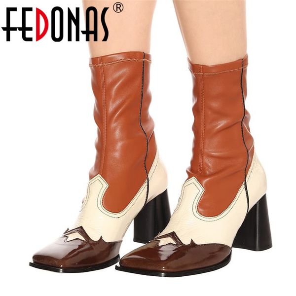 fedonas new autumn winter women genuine leather mid-calf boots slip-on square toe high heels socks boots party basic shoes woman, Black
fedonas new autumn winter women genuine leather mid-calf boots slip-on square toe high heels socks boots party basic shoes woman, Black