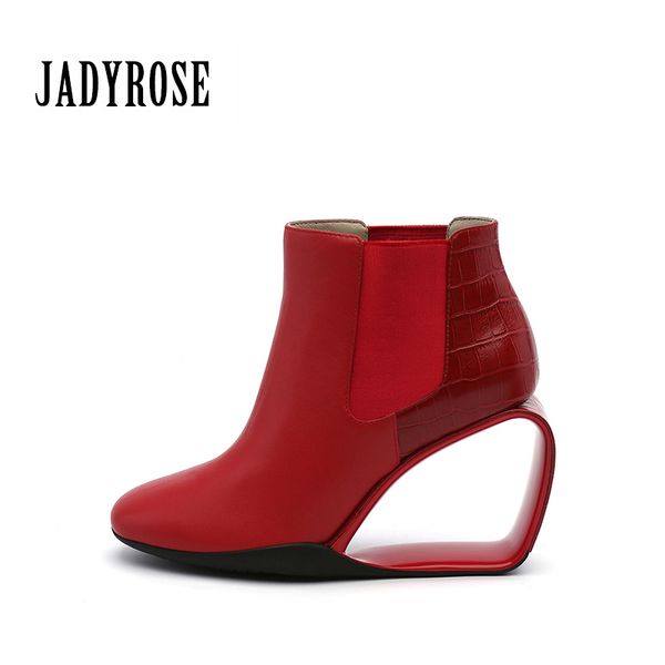 jady rose winter boots women red genuine leather round toe shoes women chunky fretwork high heels new elastic band ankle boots, Black
jady rose winter boots women red genuine leather round toe shoes women chunky fretwork high heels new elastic band ankle boots, Black