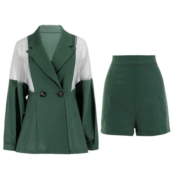 deat 2020 fall green women set suit blazers puff sleeve mesh patchwork perspective coats shorts two piece set mg057, White
deat 2020 fall green women set suit blazers puff sleeve mesh patchwork perspective coats shorts two piece set mg057, White