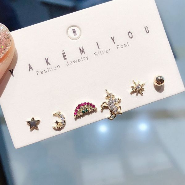 trendy cubic zirconia small star stud earrings new fashion moon unicorn rainbow stud earrings set for women korean jewelry 2020, Golden;silver
trendy cubic zirconia small star stud earrings new fashion moon unicorn rainbow stud earrings set for women korean jewelry 2020, Golden;silver