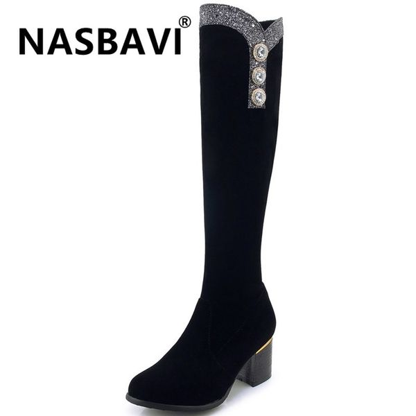 2019 new winter women shoes knee-high boots round toe square heels zipper buckle short plush warm fashion delicate crystal boots, Black
2019 new winter women shoes knee-high boots round toe square heels zipper buckle short plush warm fashion delicate crystal boots, Black