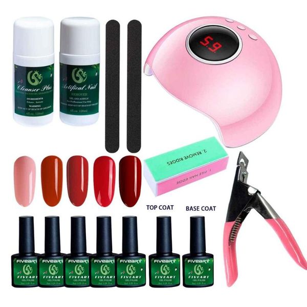 nail art kits gel kit 5 colors uv lamp diy