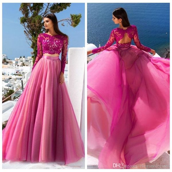 ogstuff long sleeves two piece prom dresses long a line tulle formal evening party gowns lace customized robe de marriage vestidos, Black
ogstuff long sleeves two piece prom dresses long a line tulle formal evening party gowns lace customized robe de marriage vestidos, Black