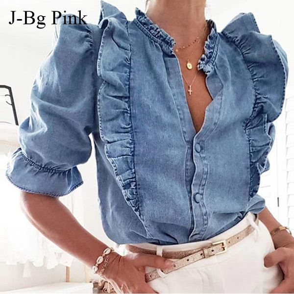 autumn winter women denim shirt loose casual solid color ruffles puffed sleeve blouse blue elegant female lady blouse t shir, White
autumn winter women denim shirt loose casual solid color ruffles puffed sleeve blouse blue elegant female lady blouse t shir, White