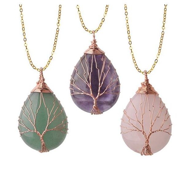 10pcs/lot vintage tree of life wire wrapped copper teardrop natural gemstones pendant necklace for women gift, Silver
10pcs/lot vintage tree of life wire wrapped copper teardrop natural gemstones pendant necklace for women gift, Silver
