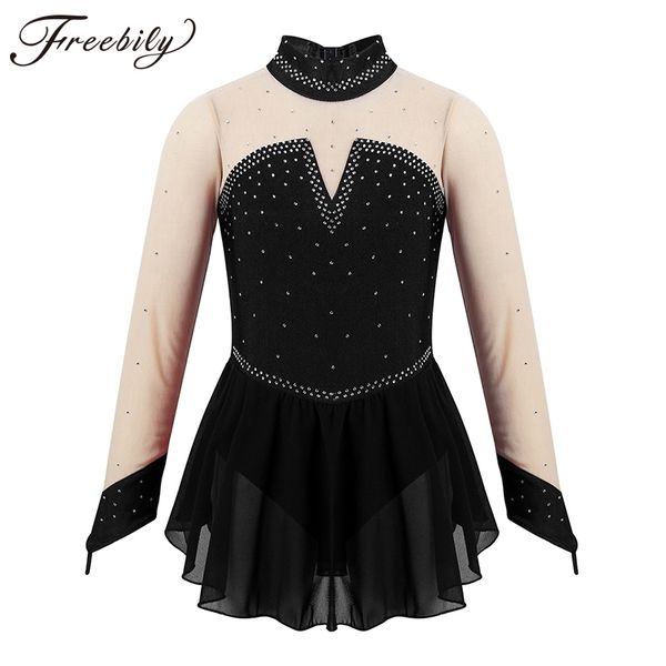 stage wear girls ballet dress kids long sleeves sparkly rhinestone tulle splice figure skating lyrical contemporary dance costumes, Black;red
stage wear girls ballet dress kids long sleeves sparkly rhinestone tulle splice figure skating lyrical contemporary dance costumes, Black;red