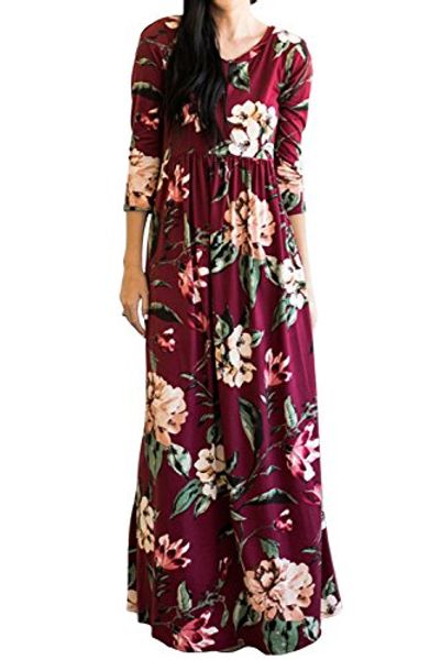 mitilly women's floral print 3/4 sleeve pockets casual swing pleated long maxi dress, Black;gray
mitilly women's floral print 3/4 sleeve pockets casual swing pleated long maxi dress, Black;gray