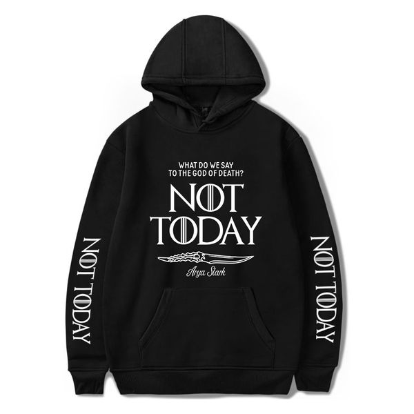 

new kpop fashion arya stark not today printed hoodie sweatshirt pullovers men/women harajuku hooded streetwear, Black