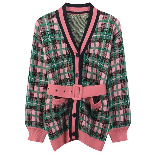 new autumn and winter belt knitted cardigan color block pattern v-neck lady temperament sweater coat versatile thin top, White;black
new autumn and winter belt knitted cardigan color block pattern v-neck lady temperament sweater coat versatile thin top, White;black