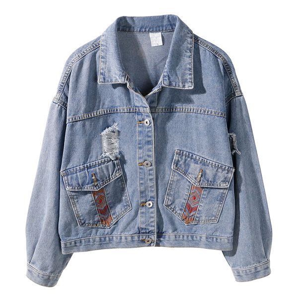 loose long sleeve women basic coat embroidery cotton denim jackets plus size women's coats harajuku jeans jacket, Black;brown
loose long sleeve women basic coat embroidery cotton denim jackets plus size women's coats harajuku jeans jacket, Black;brown